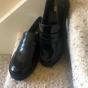 Zara Black patent loafers size 39/8